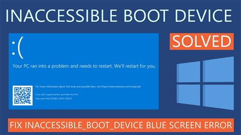 inaccessible boot device stop error